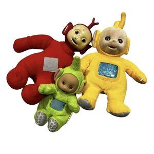 3 Vintage Plush Vintage Teletubbies Toys Red Yellow Green